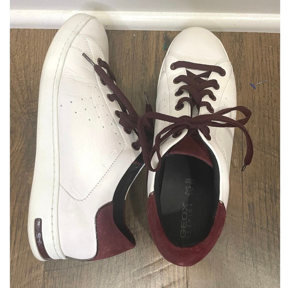 Geox Sneakers D Jaysen White Maroon Women’s Sz 7.5